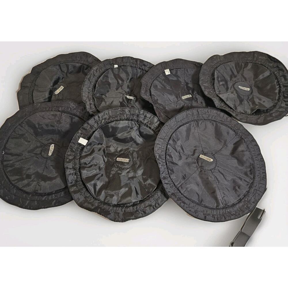8 Pcs Velvet Jewelry Drawstring Pouch Bag Med Black Satin Lined EUC Travel 8.5"